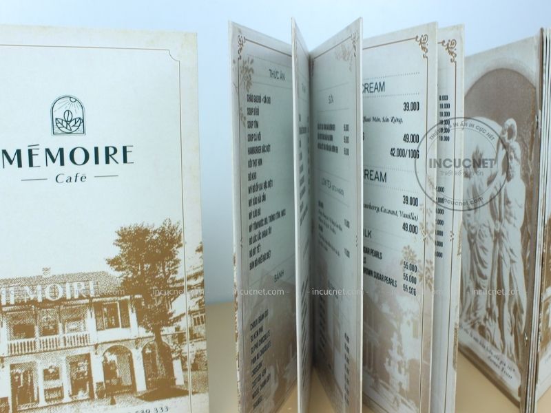 in menu quan cafe kích thước a5