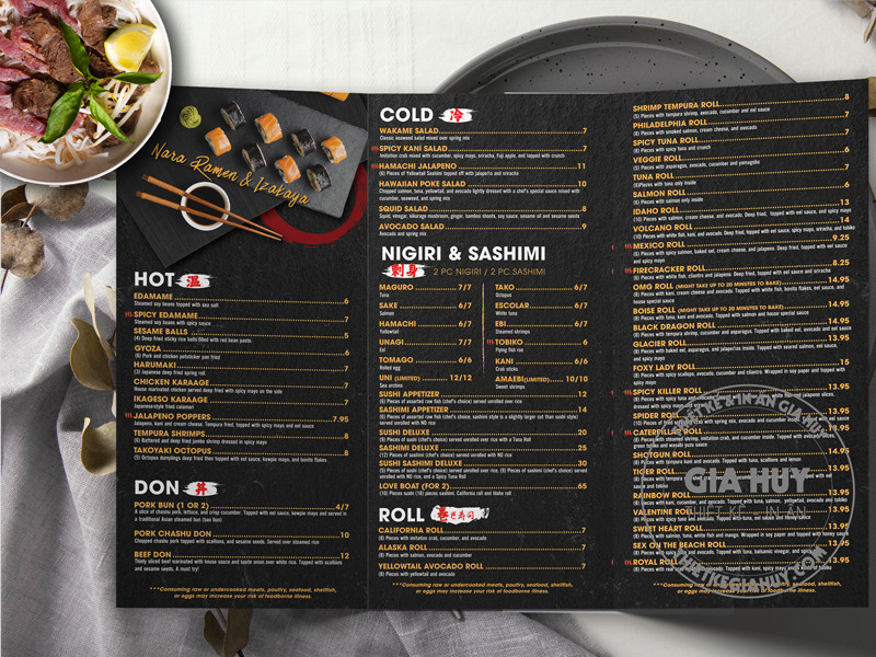 thiet ke va in an menu gap ba