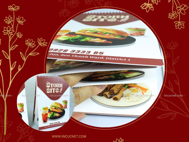 menu khổ dọc gáy lò xo