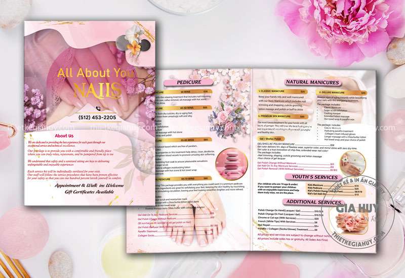menu nails mau hong