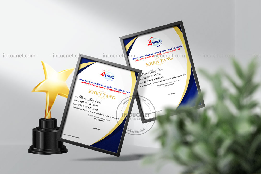 Mẫu bằng khen đóng khung kính đẹp