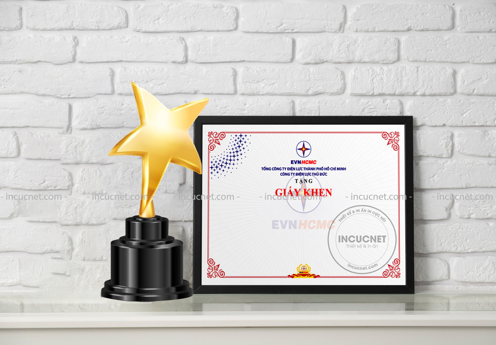 Mẫu bằng khen đóng khung kính đẹp