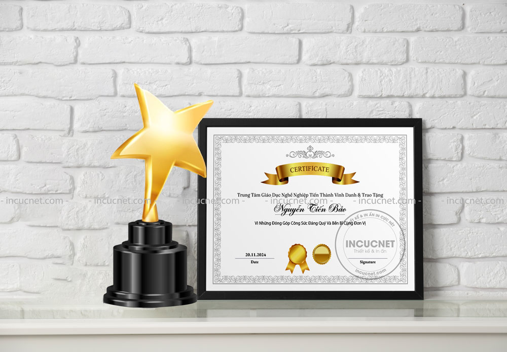 Mẫu bằng khen đóng khung kính đẹp