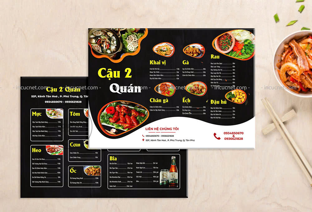 Mẫu menu bìa cứng