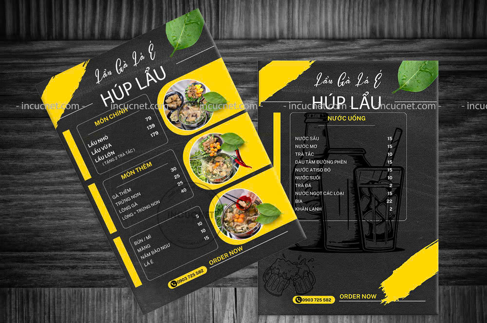 Mẫu menu bìa cứng