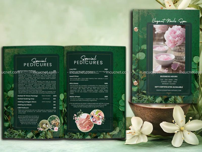 menu spa tone màu xanh được yêu thích nhiều nhất