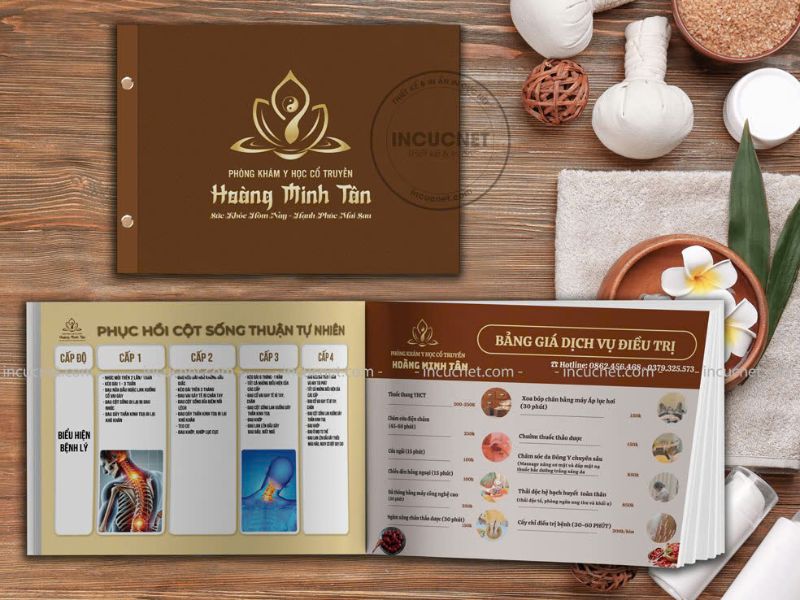 print menu spa tone nâu