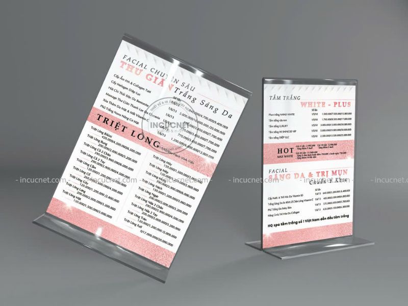 print menu spa với thiết kế đơn giản