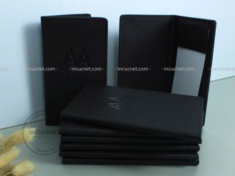 mẫu bìa da kẹp bill cho tiệm nail bar