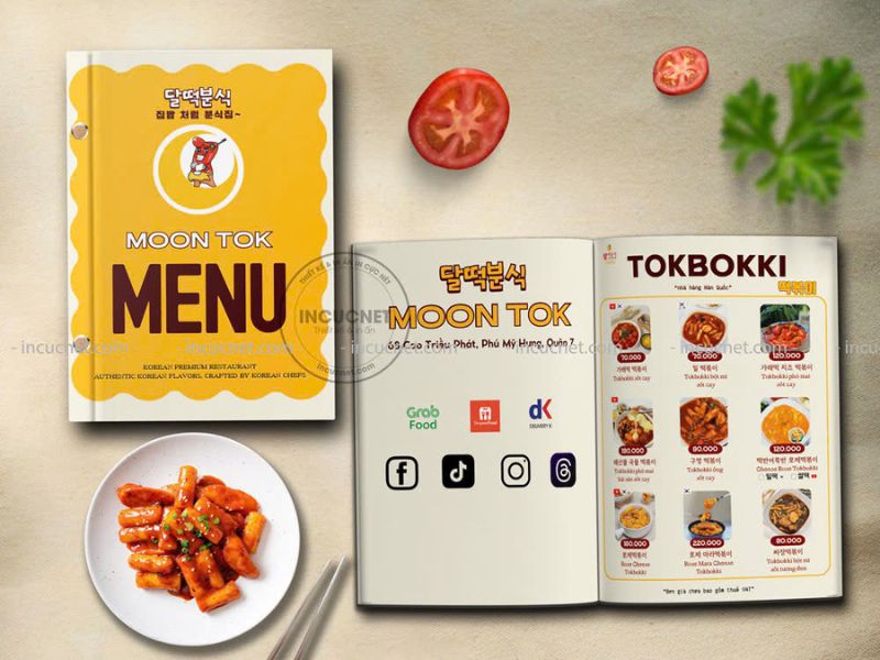 mẫu menu quán ăn hàn quốc
