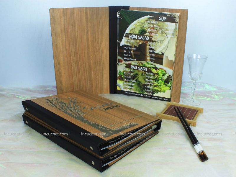 menu bìa gỗ gáy còng