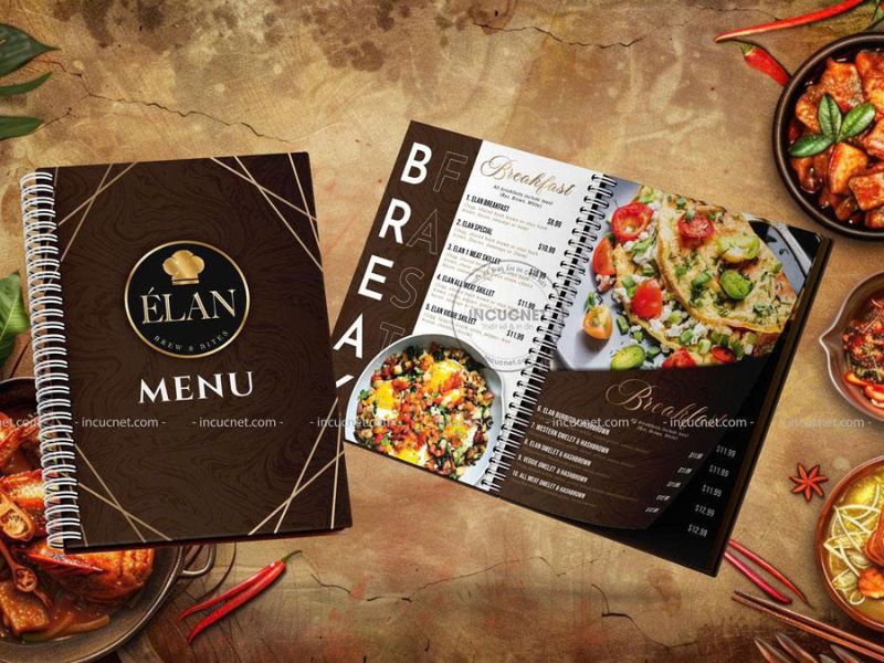 menu nhà hàng thiết kế chuẩn phong cách âu