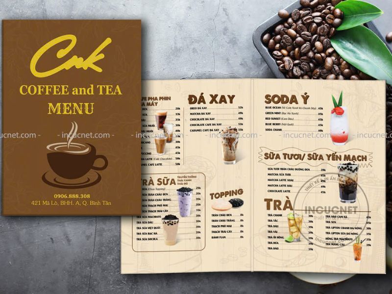 menu bìa cứng gập đôi