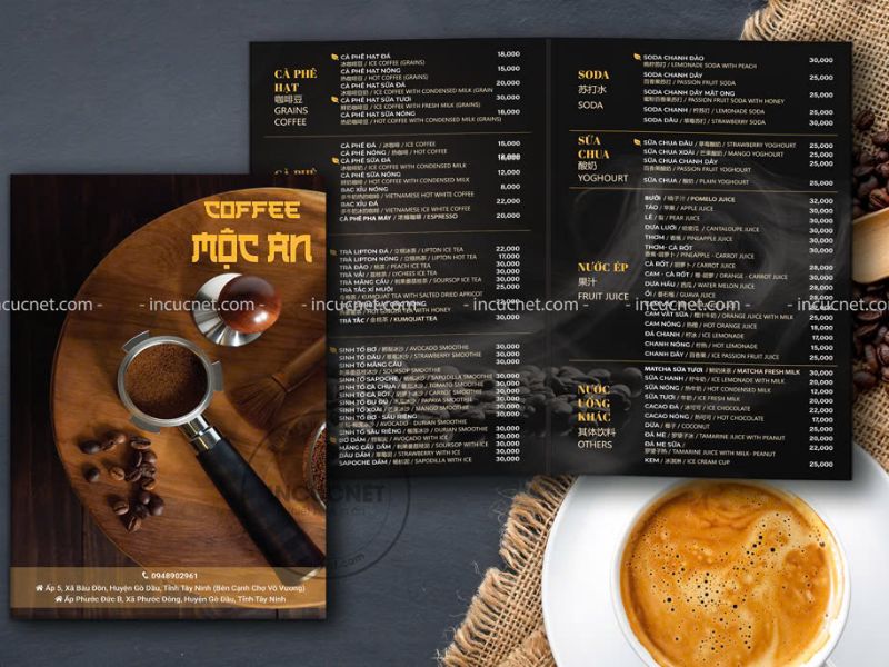 menu bìa nhựa gập đôi