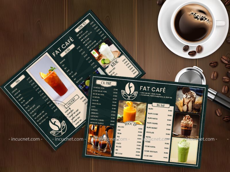 menu coffee 2 mặt