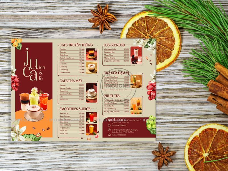 menu kem và cafe
