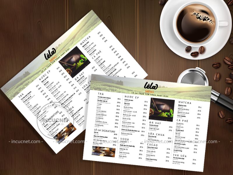 menu bảng lela coffee