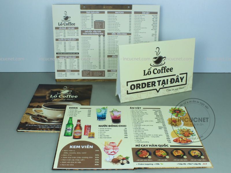 bộ menu lố coffee