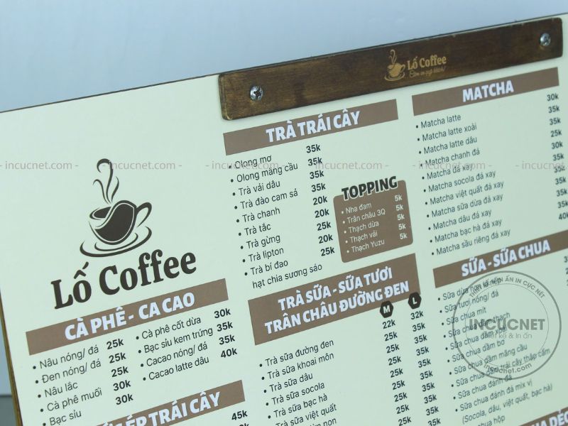 menu lố coffee