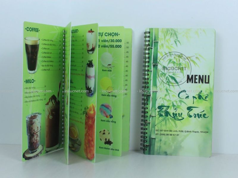 menu cà phê nhựa pvc chống nước