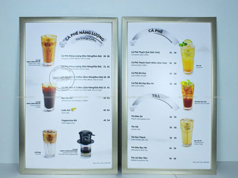 menu cafe treo tường sang trọng