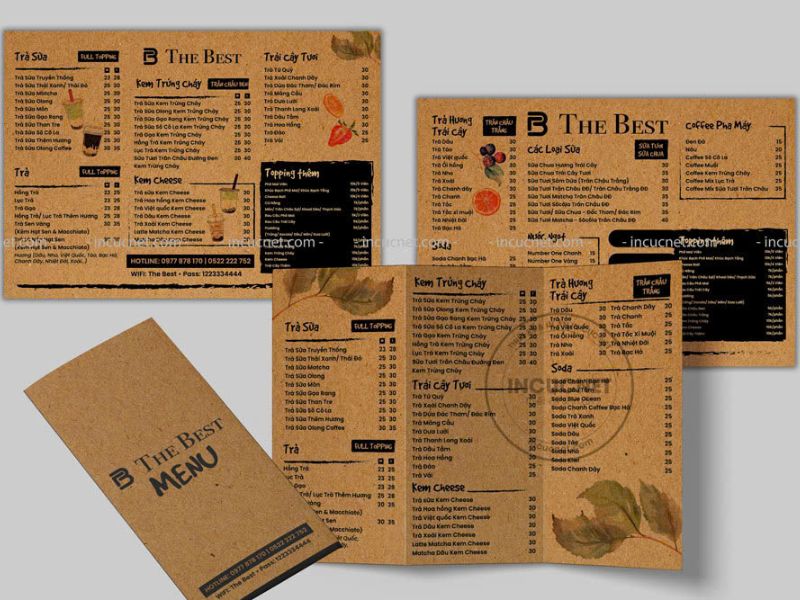 menu giấy kraft