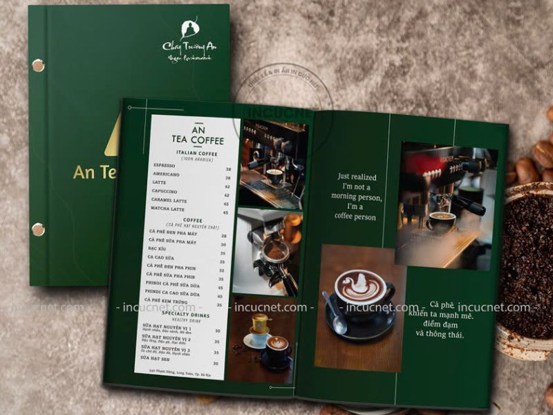 menu tea coffee quán chay trường an