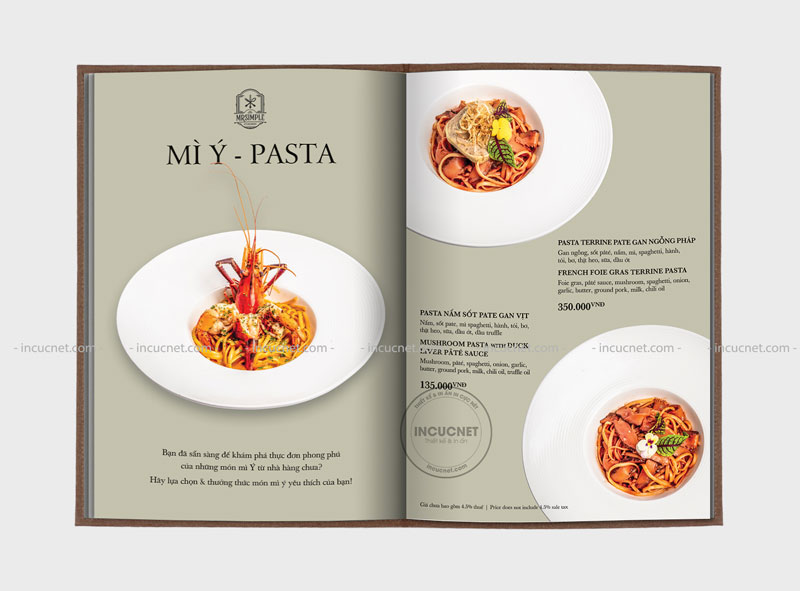 menu mì ý pizza