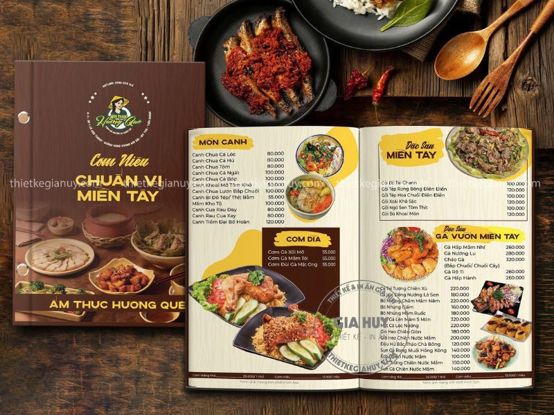 in menu bìa cứng gáy ốc chắc chắn và hiện đại