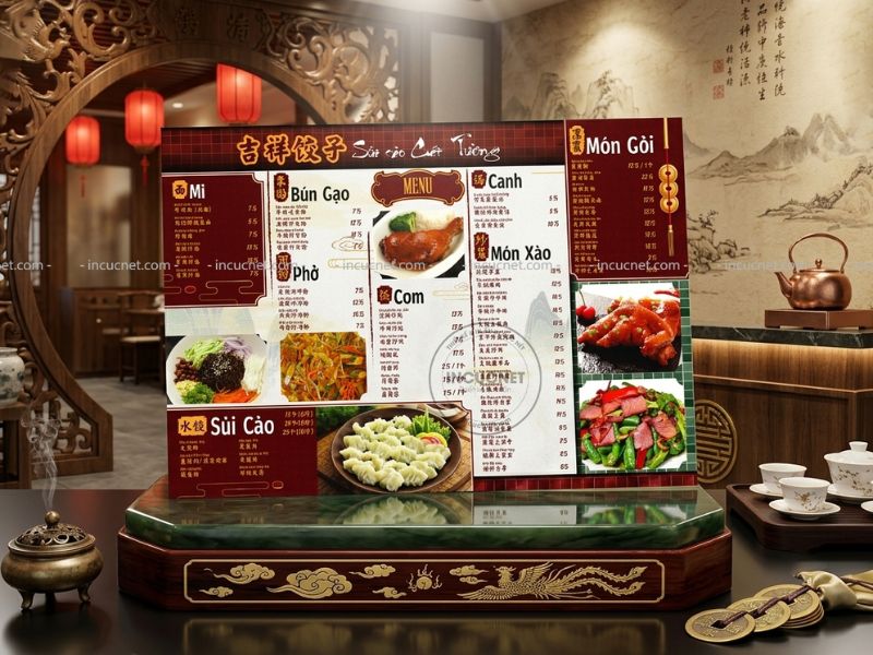 bảng menu nhà hàng ẩm thực trung hoa