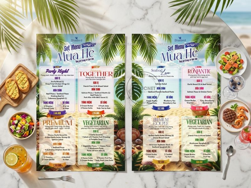 thiết kế menu phong cách mùa hè
